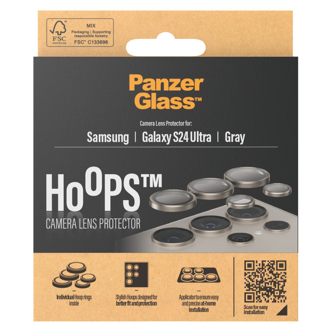 Protezione obiettivo fotocamera Hoops per Samsung Galaxy S24 Ultra, Grigio, PanzerGlass