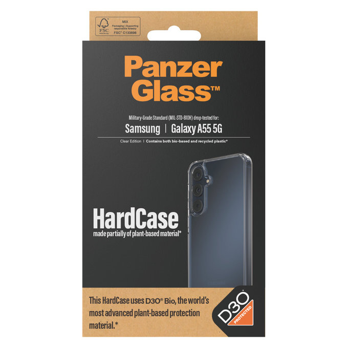 Custodia HardCase D3O per Samsung Galaxy A55 5G, Trasparente, PanzerGlass