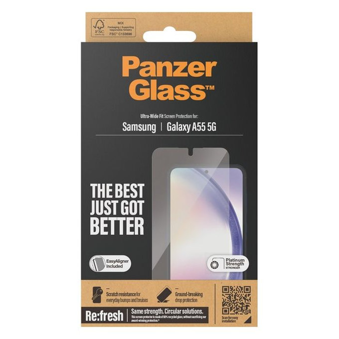 Vetro temperato Re:fresh UWF con aplicator per Samsung A55 5G, Black, PanzerGlass