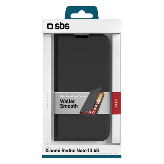 Custodia Book Wallet Lite per Xiaomi Redmi Note 13 4G, Black, SBS