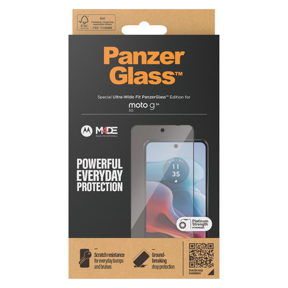 Vetro temperato UWF per Motorola Moto G34, Nero, PanzerGlass