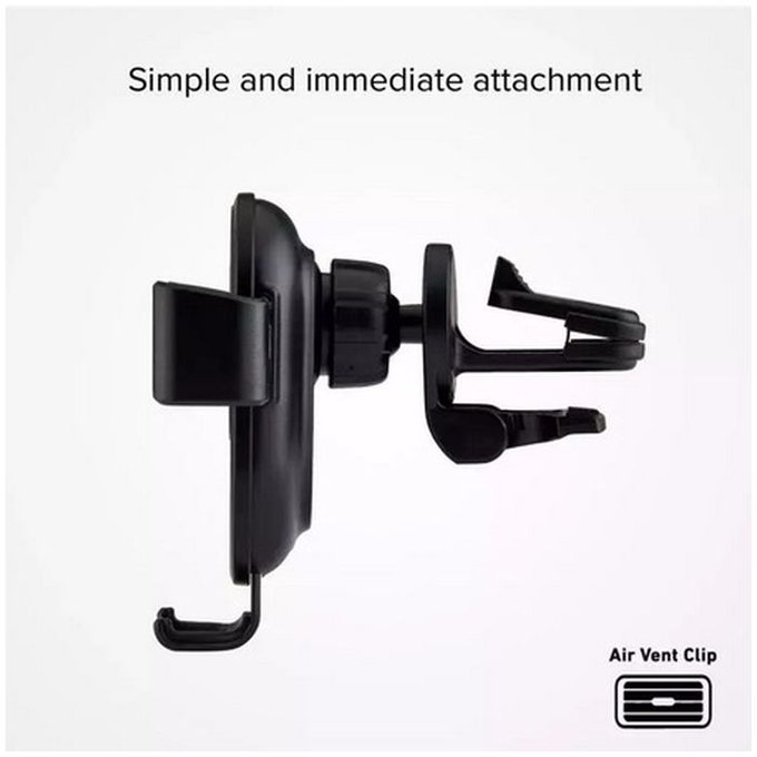 Supporto auto Gravity con ricarica wireless 10W, Black, SBS
