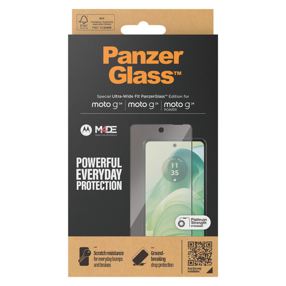 Vetro temperato UWF per Motorola Moto G04/E14/G24 Power, Nero, PanzerGlass