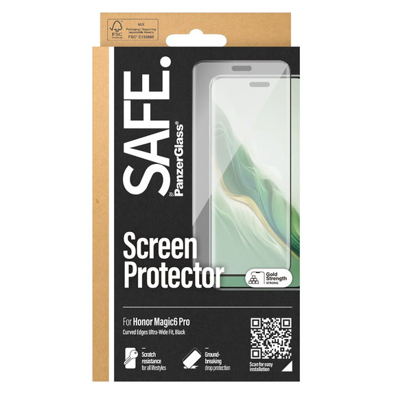 Vetro temperato UWF per Honor Magic6 Pro, Nero, SAFE by PanzerGlass