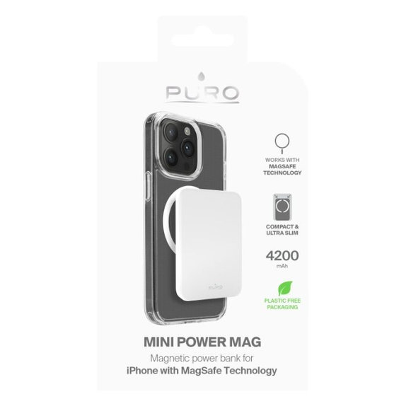 PowerBank MagSafe 4200mAh, 5W, USB-C, White, PURO