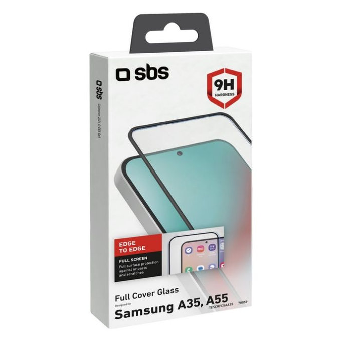 Vetro temperato Full Cover per Samsung A35 a A55 5G, Black, SBS