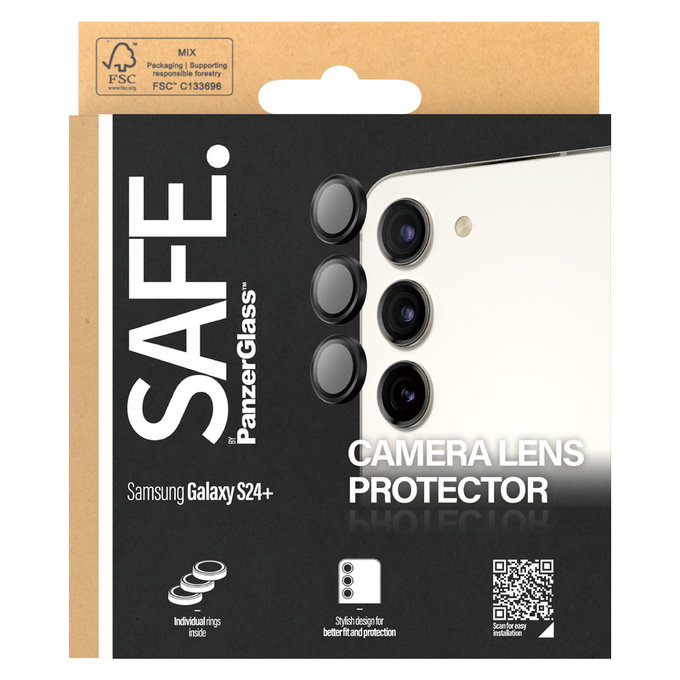 Protezione obiettivo fotocamera per Samsung Galaxy S24/S23/S23+, Nero, SAFE by PanzerGlass