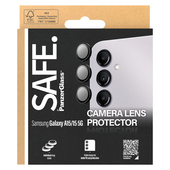 Protezione obiettivo fotocamera per Samsung Galaxy A15/A15 5G, Nero, SAFE by PanzerGlass