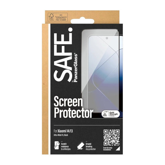 Vetro temperato UWF per Xiaomi 14/13, Nero, SAFE by PanzerGlass