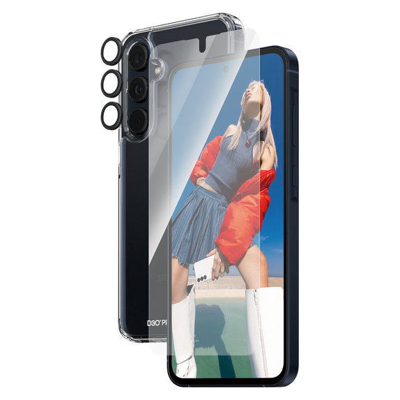Bundle Hoops + Vetro temperato UWF + Hard Case D3O per Samsung Galaxy A55 5G, PanzerGlass