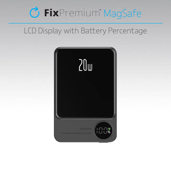 Power Bank MagSafe con LCD 10 000mAh, Black, FixPremium