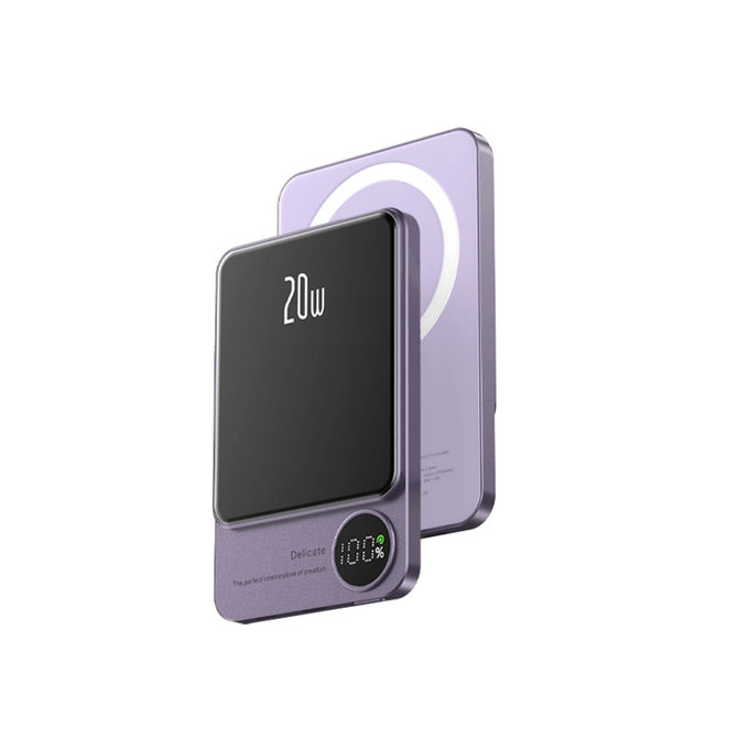 Power Bank MagSafe con LCD 5000mAh, Purple, FixPremium