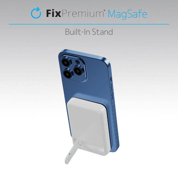 Power Bank MagSafe con supporto 5000mAh, White, FixPremium