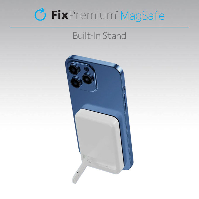 Power Bank MagSafe con supporto 5000mAh, White, FixPremium