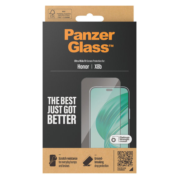 Vetro temperato UWF per Honor 90 Smart, Nero, PanzerGlass