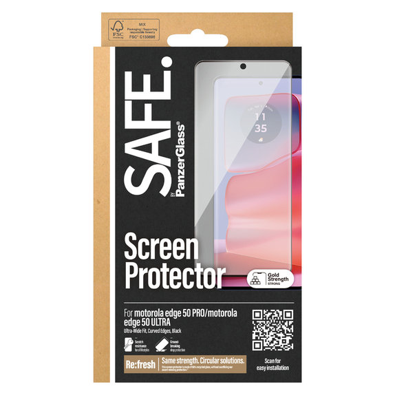 Vetro temperato UWF per Motorola Edge 50 Pro, Nero, SAFE by PanzerGlass