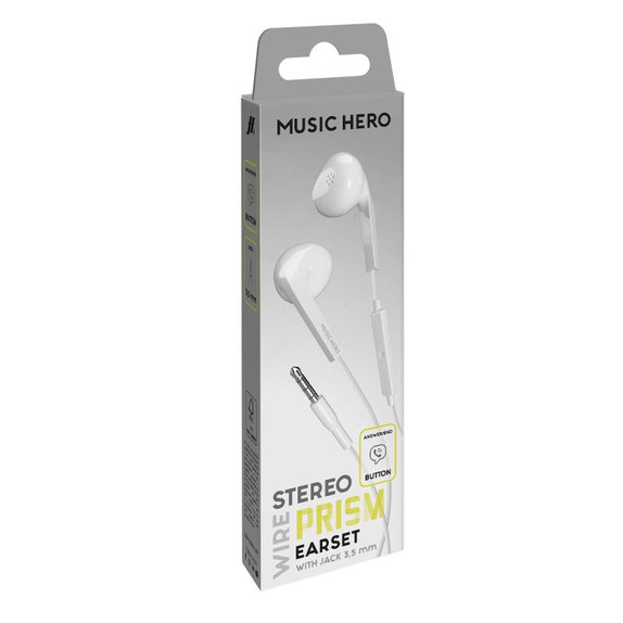 Cuffie PRISM con jack 3.5 mm, White, Music Hero