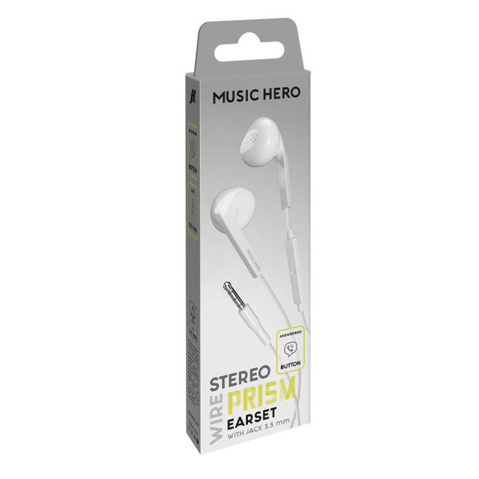 Cuffie PRISM con jack 3.5 mm, White, Music Hero