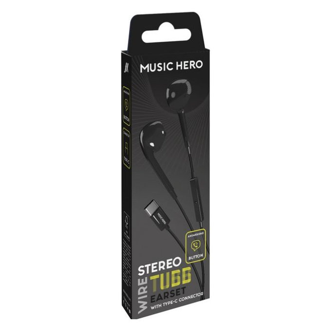 Auricolari TUBB USB-C, Black, Music Hero