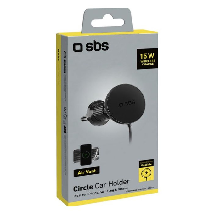 Supporto auto Circle con MagSafe 15W, Black, SBS