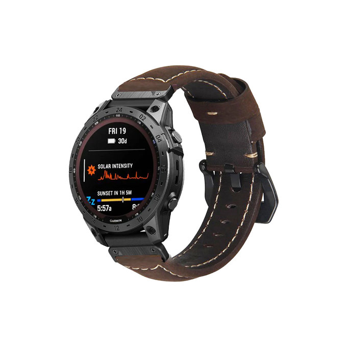 Cinturino in pelle per Garmin QuickFit 26mm, Brown, FixPremium