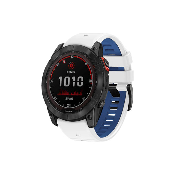 Cinturino in silicone bicolore per Garmin QuickFit 22mm, White, FixPremium
