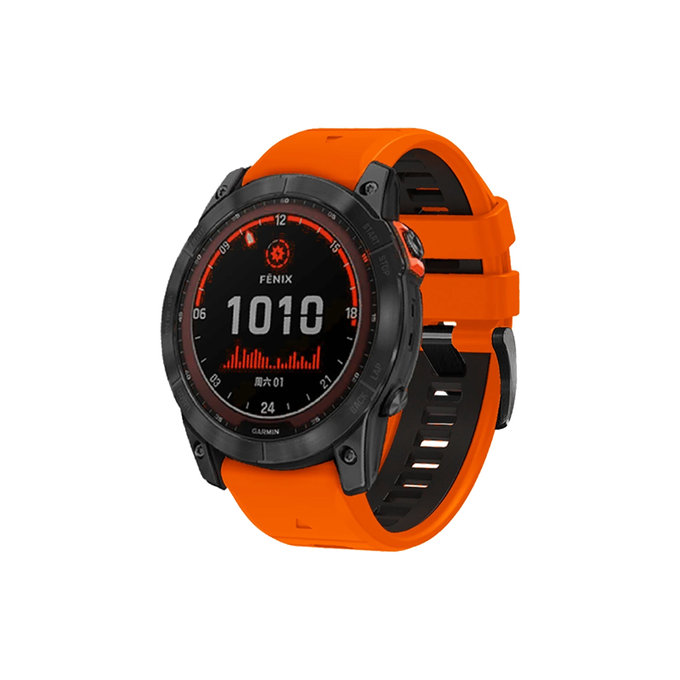 Cinturino in silicone bicolore per Garmin QuickFit 22mm, Orange, FixPremium