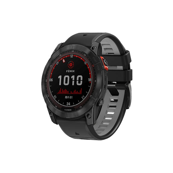 Cinturino in silicone bicolore per Garmin QuickFit 26mm, Black, FixPremium