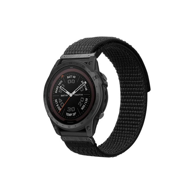 Cinturino in nylon per Garmin QuickFit 26mm, Black, FixPremium