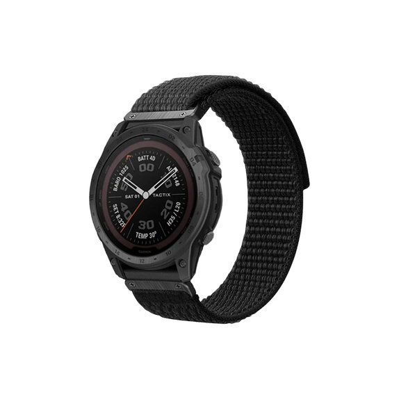 Cinturino in nylon per Garmin QuickFit 22mm, Black, FixPremium