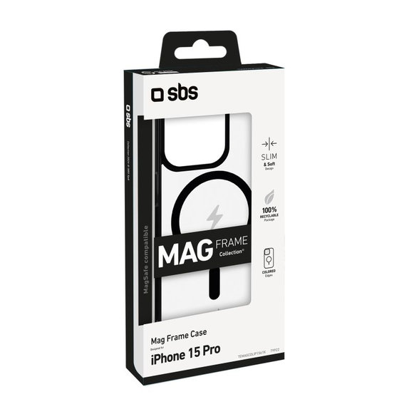 Custodia Mag Frame compatibile con MagSafe per iPhone 15 Pro, Black, SBS