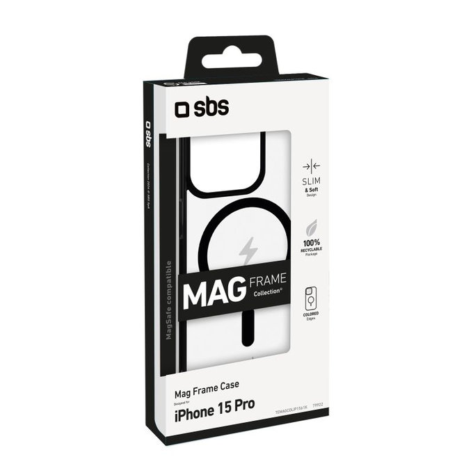 Custodia Mag Frame compatibile con MagSafe per iPhone 15 Pro, Black, SBS