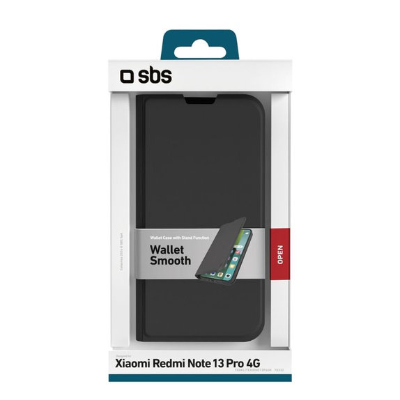 Custodia Book Wallet Lite per Xiaomi Redmi Note 13 Pro 4G, Black, SBS