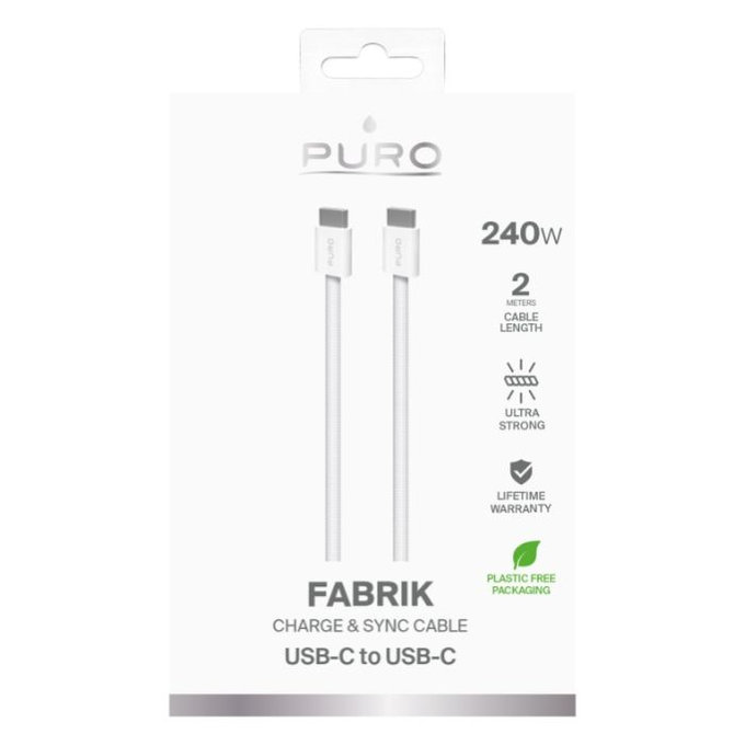 Cavo USB-C a USB-C 240W FABK4 2 m, White, PURO