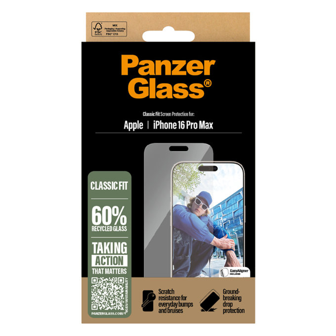 Vetro temperato per iPhone 16 Pro Max, Transparent, PanzerGlass