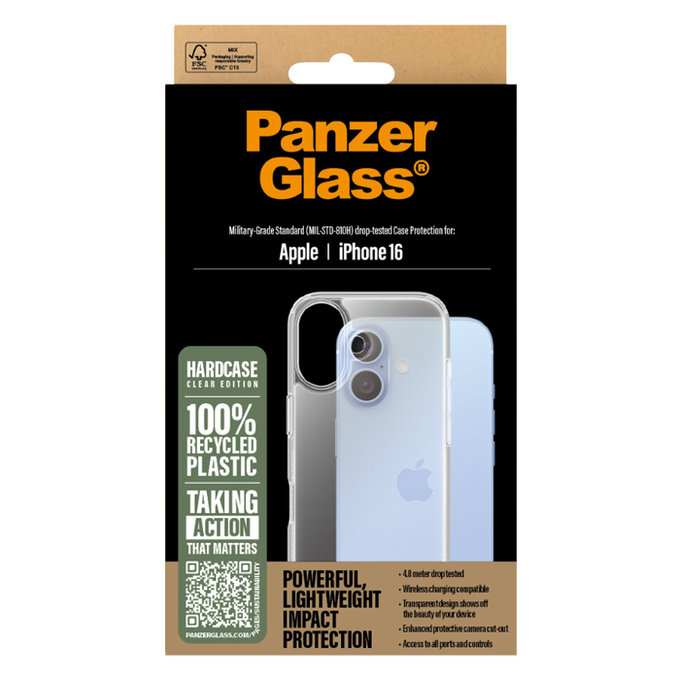 Custodia HardCase per iPhone 16, Transparent, PanzerGlass