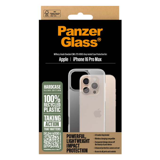 Custodia HardCase per iPhone 16 Pro Max, Transparent, PanzerGlass