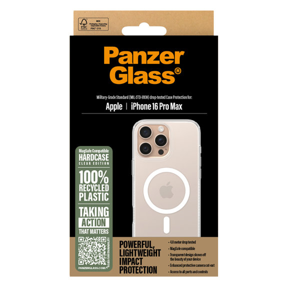 Custodia HardCase con MagSafe per iPhone 16 Max Pro, Transparent, PanzerGlass