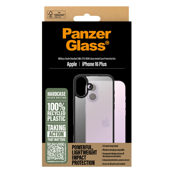 Custodia HardCase per iPhone 16 Plus, Black, PanzerGlass