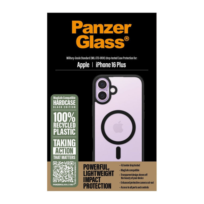 Custodia HardCase con MagSafe per iPhone 16 Plus, Nero, PanzerGlass