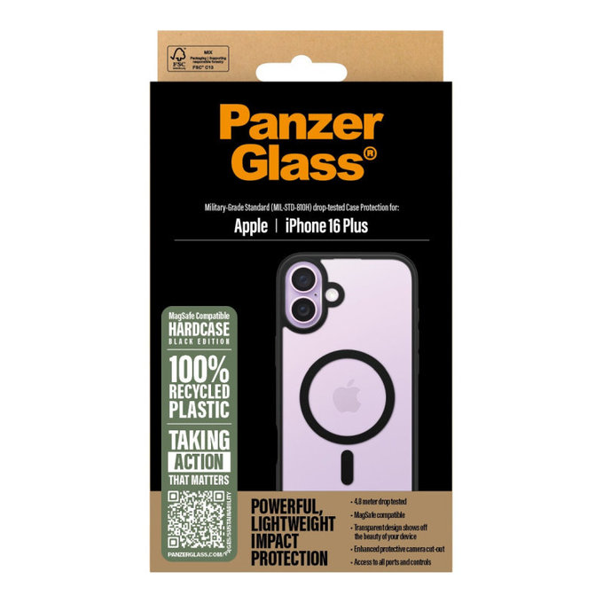 Custodia HardCase con MagSafe per iPhone 16 Plus, Nero, PanzerGlass