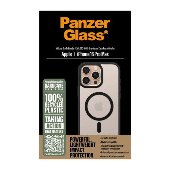 Custodia HardCase con MagSafe per iPhone 16 Pro Max, Nero, PanzerGlass