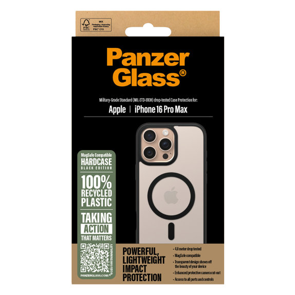 Custodia HardCase con MagSafe per iPhone 16 Pro Max, Nero, PanzerGlass