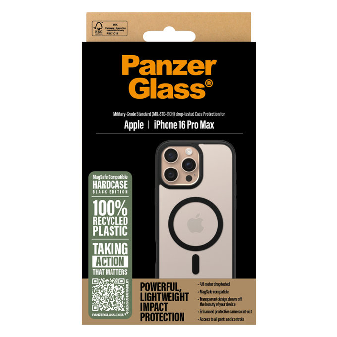 Custodia HardCase con MagSafe per iPhone 16 Pro Max, Nero, PanzerGlass