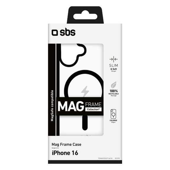 Custodia Mag Frame con MagSafe per iPhone 16, Black, SBS