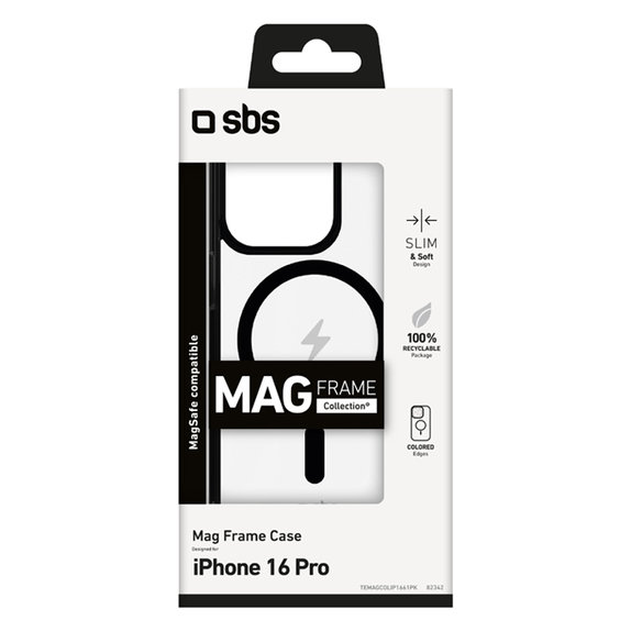 Custodia Mag Frame con MagSafe per iPhone 16 Pro, Black, SBS