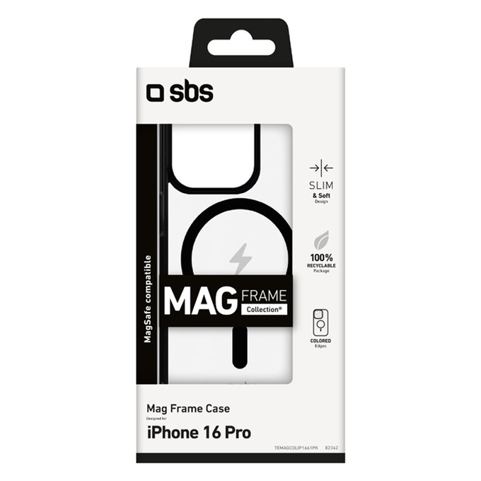 Custodia Mag Frame con MagSafe per iPhone 16 Pro, Black, SBS