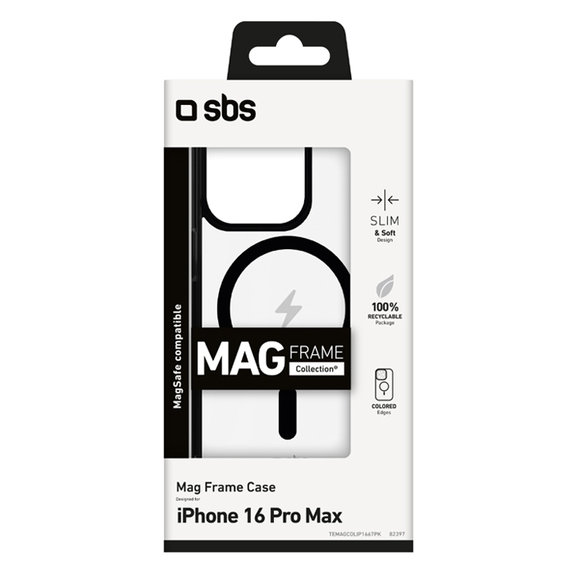 Custodia Mag Frame con MagSafe per iPhone 16 Pro Max, Black, SBS