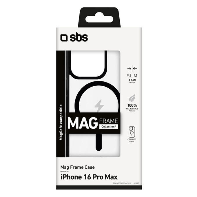 Custodia Mag Frame con MagSafe per iPhone 16 Pro Max, Black, SBS