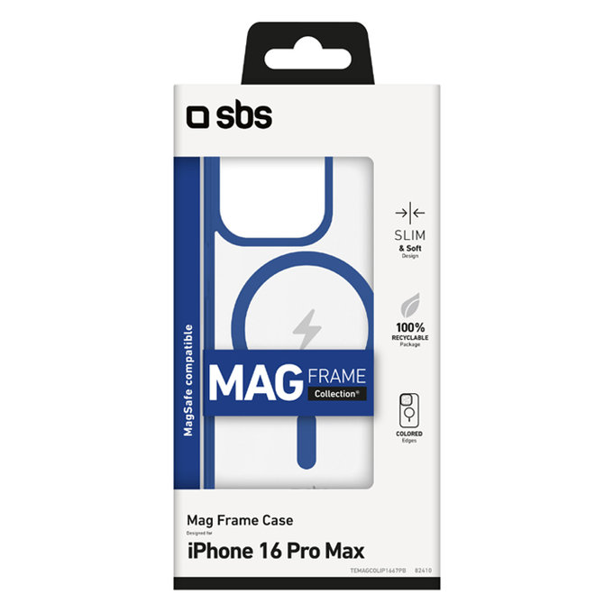 Custodia Mag Frame con MagSafe per iPhone 16 Pro Max, Blue, SBS